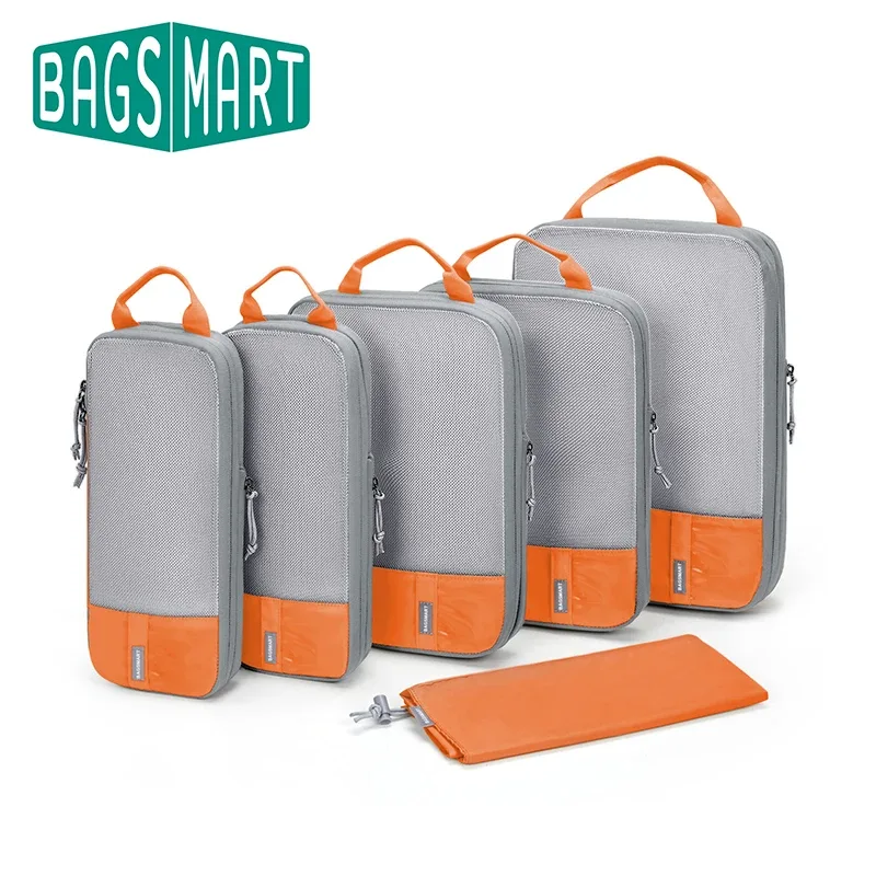 organisateur voyage polyester gris orange compresseur sac chaussures décontracté femmes sets compartiments zippés espacegain usage polyvalent voyages