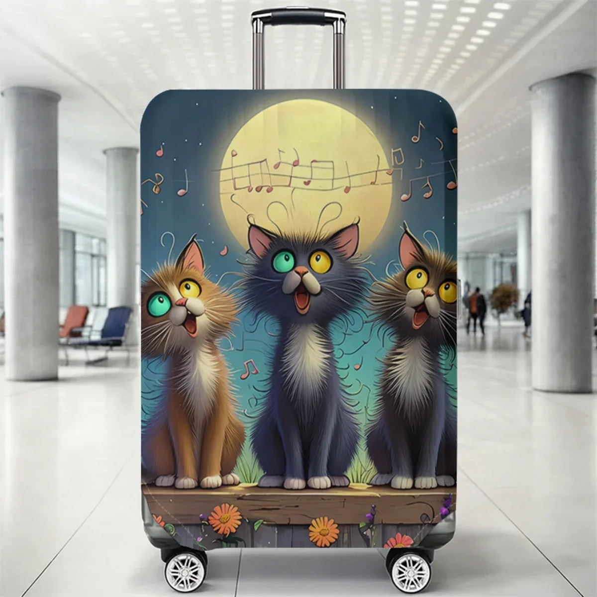 housse de protection pour bagages à motif de chat, ensemble adapté aux bagages de 18 à 32 pouces, housse de poignée de valise, accessoires de voyage