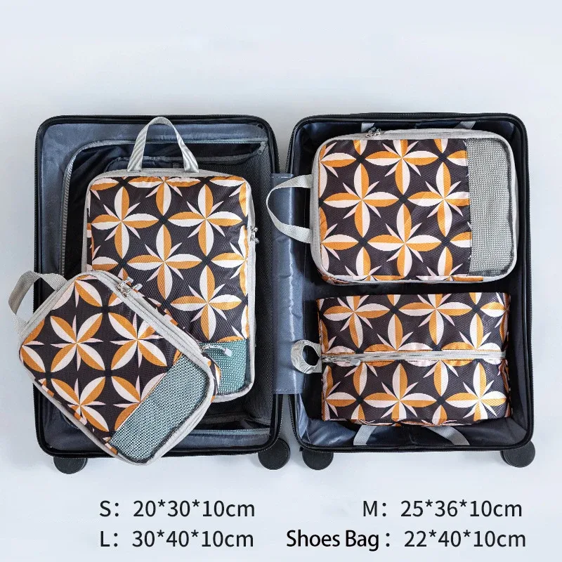 organisateur voyage nylon paisley florale blanc rouge kaki gris rose vert compression extensible sac rangement