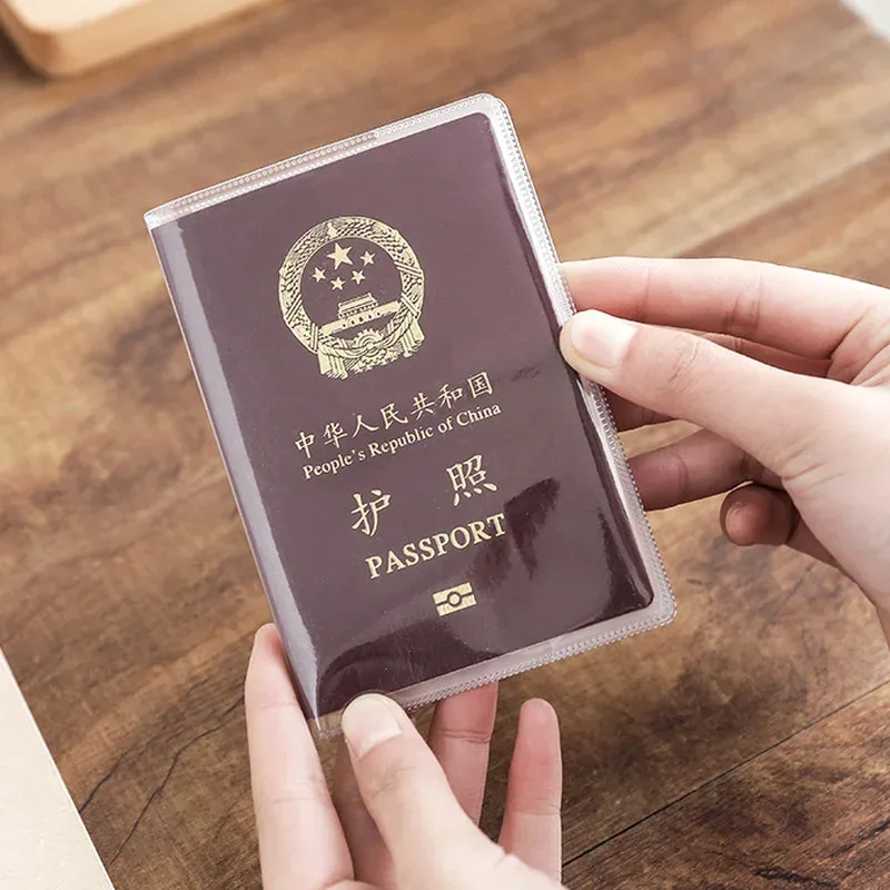pochette de passeport en pvc transparente givrée, imperméable, anti-poussière, durable, protection des documents, voyage, voyage d'affaires, utilisation quotidienne en extérieur