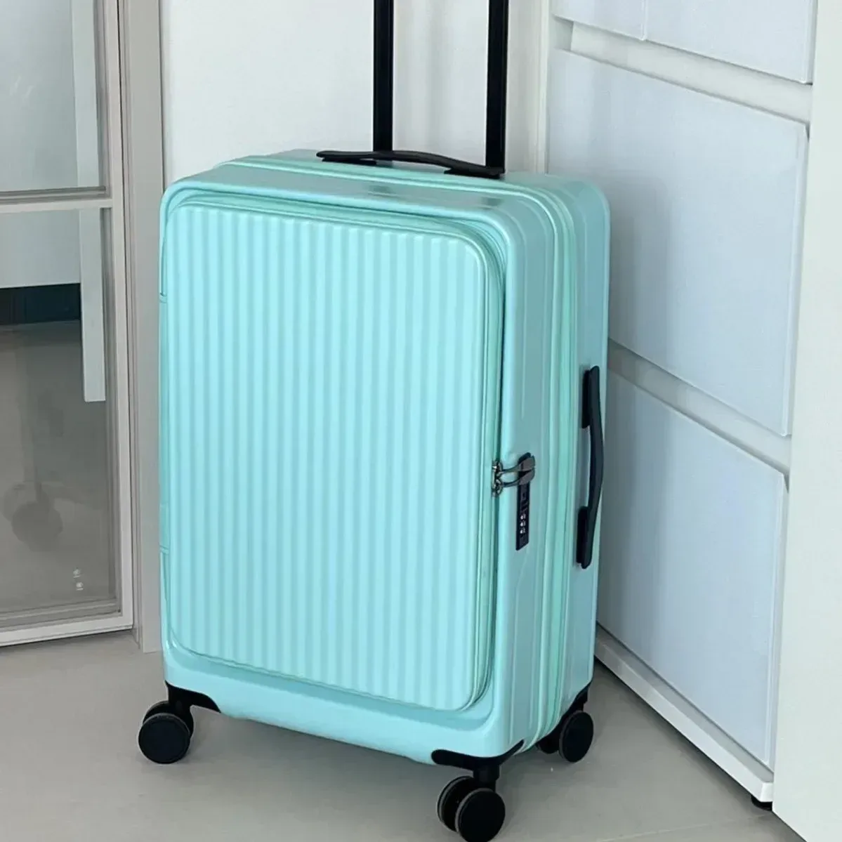 valise de voyage légère à roulettes, coque rigide en pc de 20 pouces à ouverture frontale, valise de cabine multifonctionnelle extensible, 2025
