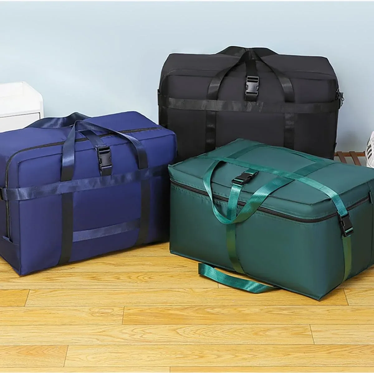 grand sac de voyage pliable et imperméable, sac à main durable, design peu encombrant pour valise à roulettes