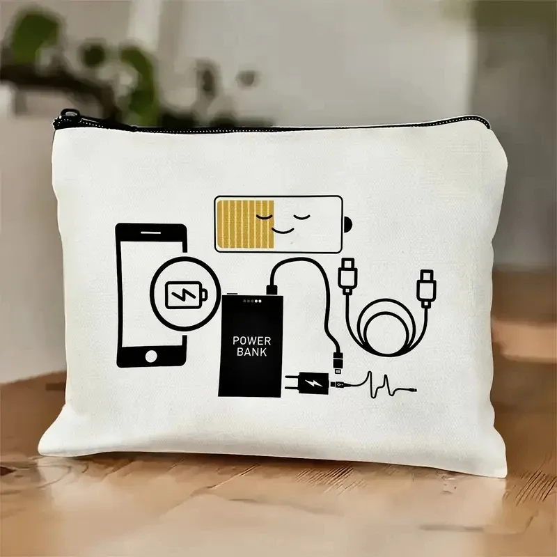 sac organisateur de câble de chargeur blanc, stockage de batterie externe de voyage pour smartphone tablette ordinateur portable, cadeau pour les parents