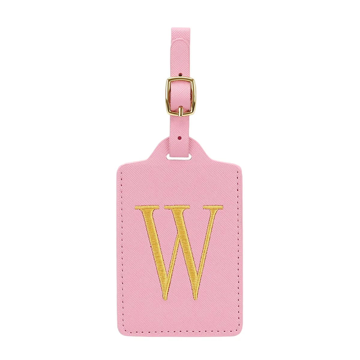 étiquettes de bagages miyin 26 lettres en cuir pu pour valises, protection de la vie privée, accessoires de voyage essentiels, rose