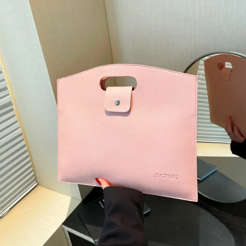 sac fourre-tout simple en pu pour documents de bureau, couleur unie, sac pour ordinateur portable, sac de fichiers, sac à main de grande capacité, sac d'ordinateur pour femmes