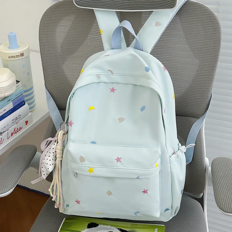 sac à dos y2k mignon et esthétique, léger, idéal pour les voyages, en nylon, décontracté, imperméable, pour adolescentes et étudiantes.
