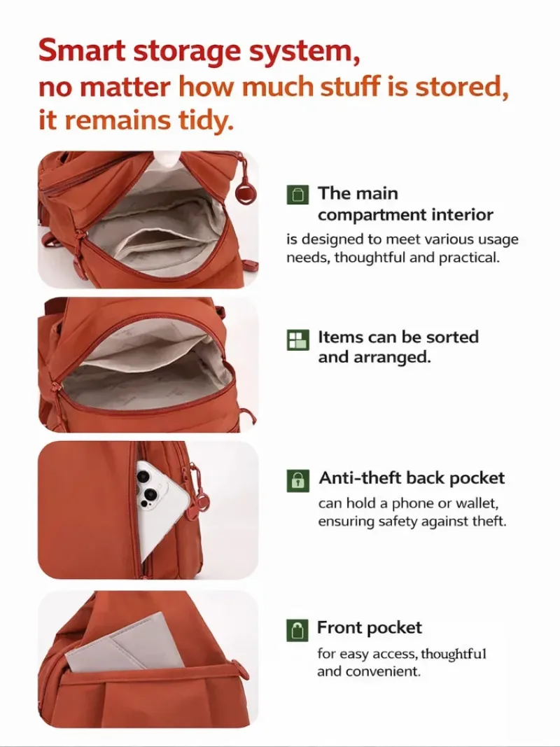 mini sac à dos léger pour femme, sac de poitrine en tissu oxford avec fonction antivol, sac à dos convertible simple, élégant et polyvalent