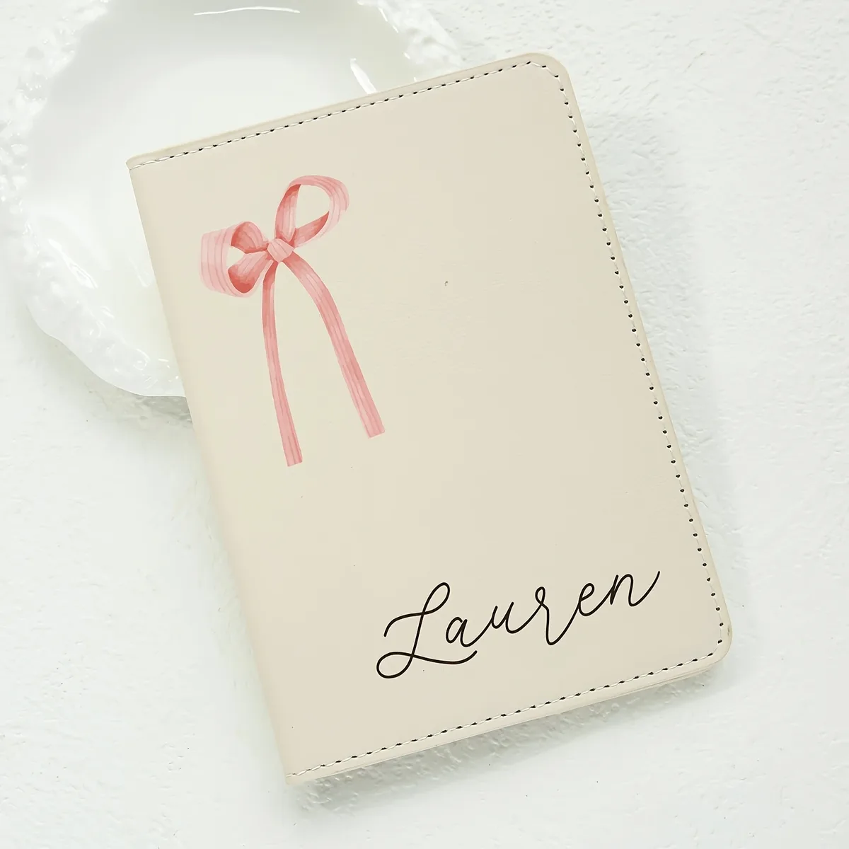 porte-passeport personnalisé avec motif de nœud, étui élégant pour cartes de voyage, cadeau adorable pour mariage, anniversaire, saint-valentin, amoureux