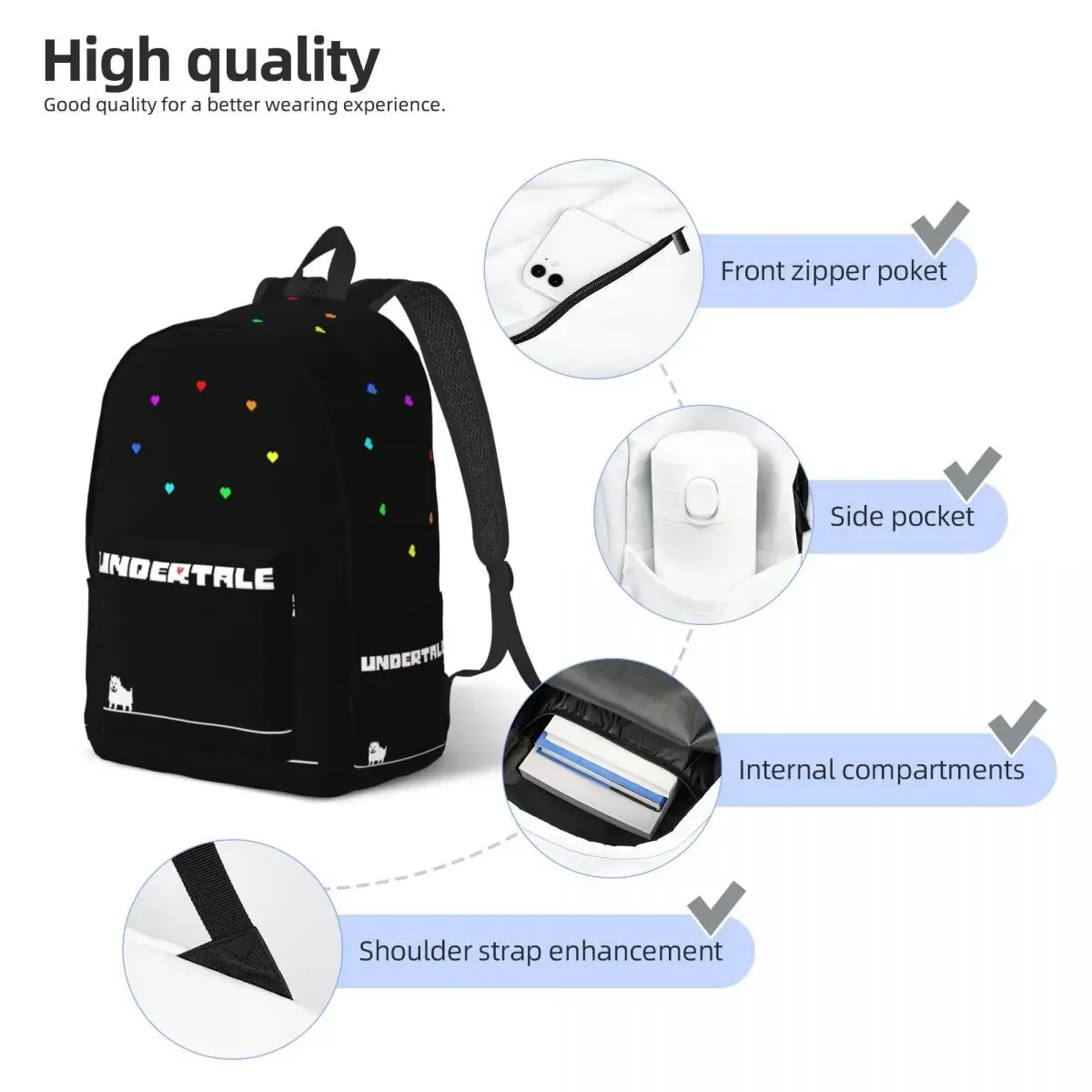 undertale sac à dos chien ennuyeux pour hommes femmes mode lycée affaires sac à dos jeu vidéo mignon ordinateur portable toile sacs sport