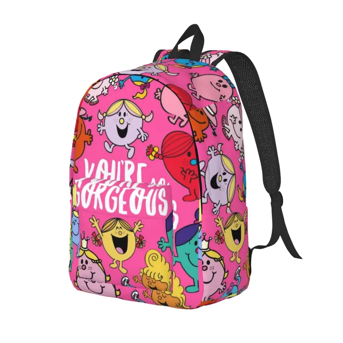 mr men littles cartoon miss sac à dos pour hommes femmes cool étudiant travail sac à dos collège toile sacs durables