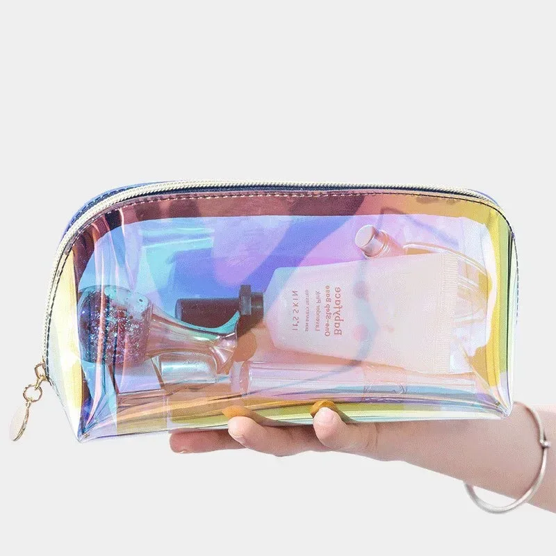 trousse de maquillage laser transparente en forme de boulette, trousse de maquillage de voyage, sac à brosse de lavage, style ins, cosmétiques coréens