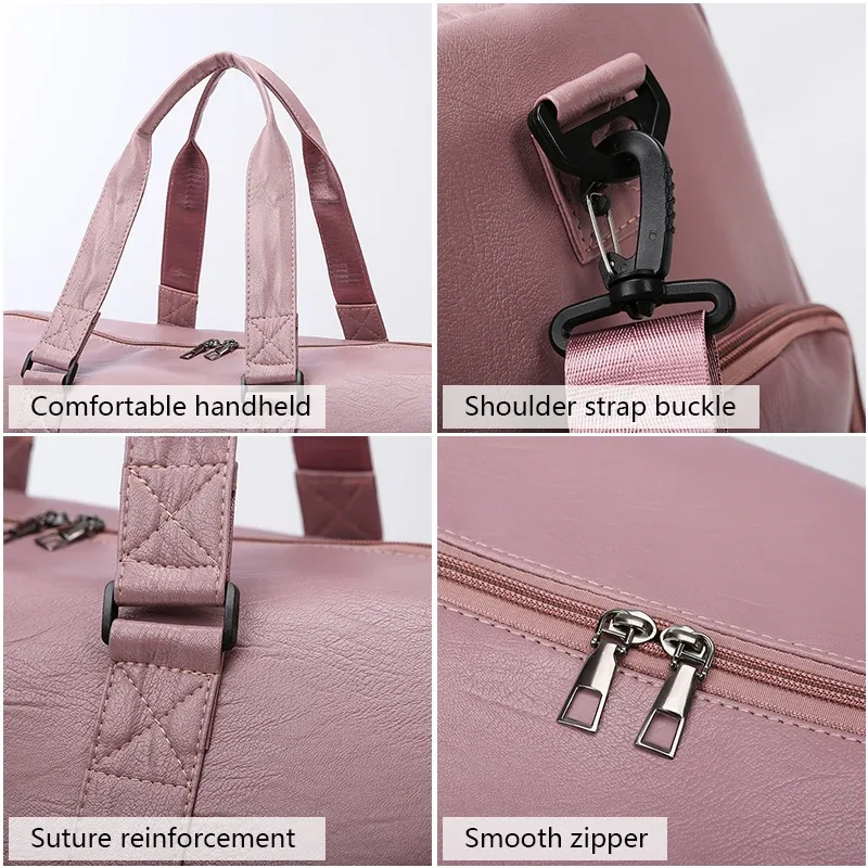 sac de sport en cuir pu avec logo, sac de sport de grande capacité, sac de fitness pour hommes, sac de yoga étanche pour femmes, nom imprimé