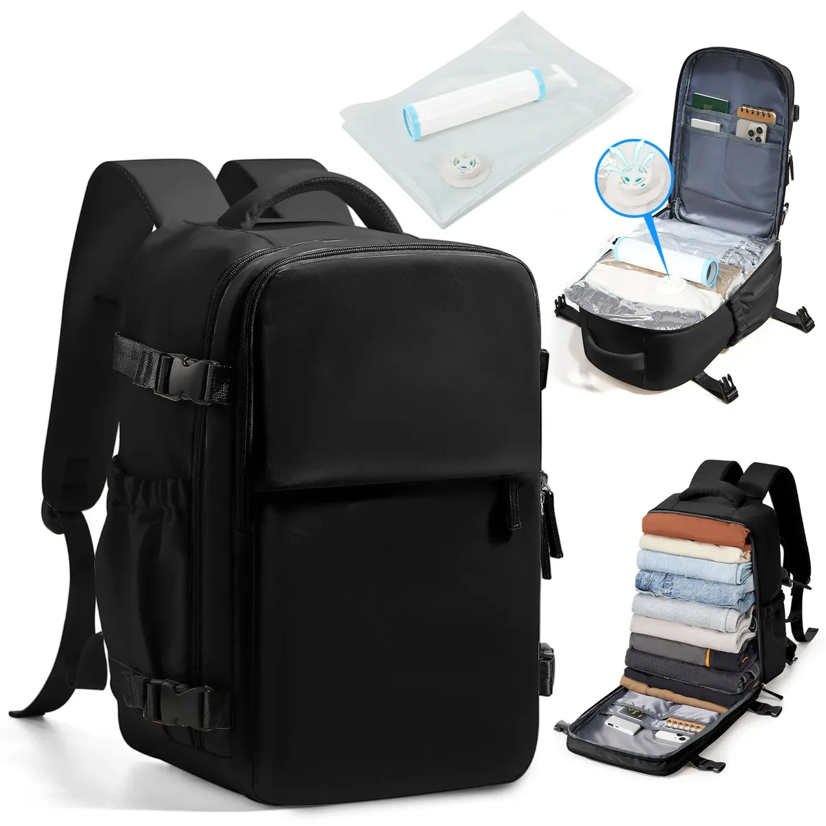 sac à dos d'aviation wizzair 40x30x20, sacs de rangement sous vide avec sac à dos de voyage pour hommes et femmes, sac à dos pour ordinateur portable ryanair pour le travail