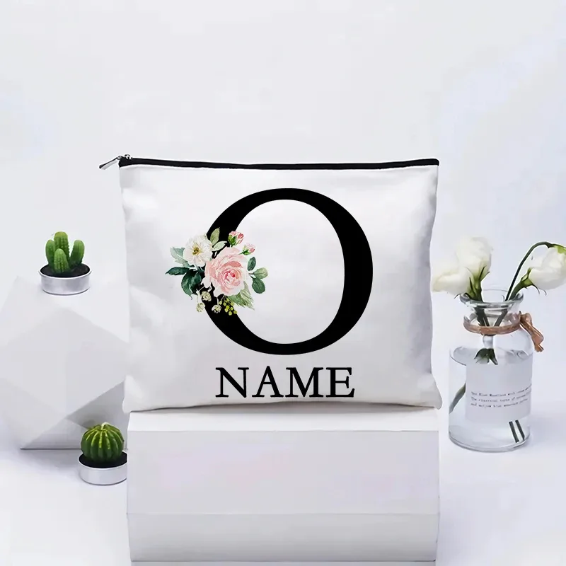 trousse de maquillage personnalisée avec nom, trousse de maquillage de voyage, trousse de maquillage de mariage, pochette cosmétique en toile pour fête, organisateur, cadeaux pour femme
