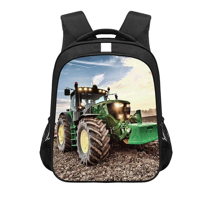 sac à dos de jeu avec tracteur de ferme imprimé, sac d'école de dessin animé pour garçon et fille, sac à dos pour ordinateur portable
