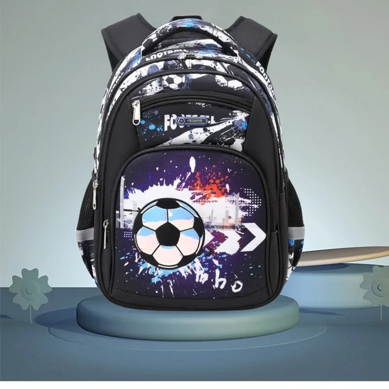 sac à dos imprimé de football pour enfant, cartable de voyage pour adolescent