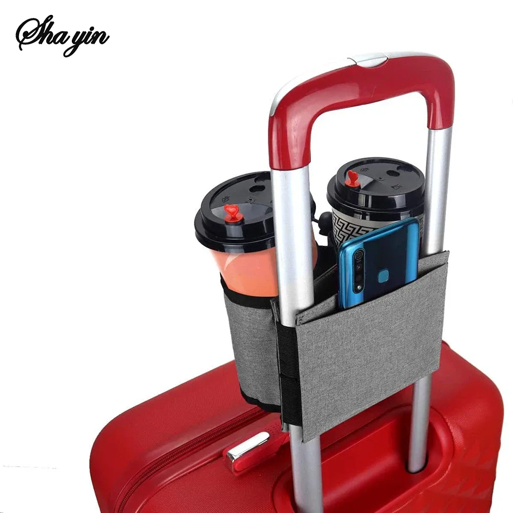 porte-gobelet pour bagages de voyage, valise à main libre durable, sac à boissons, porte-tasses de thé au lait et à café, convient à toutes les poignées de valise