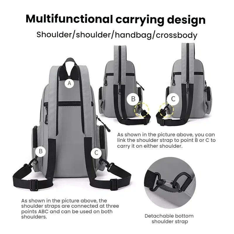 sac de poitrine multifonctionnel tendance, sac de poitrine pour le cyclisme, mini sac à dos pour homme, adapté au transport quotidien, aux sports de plein air et aux voyages