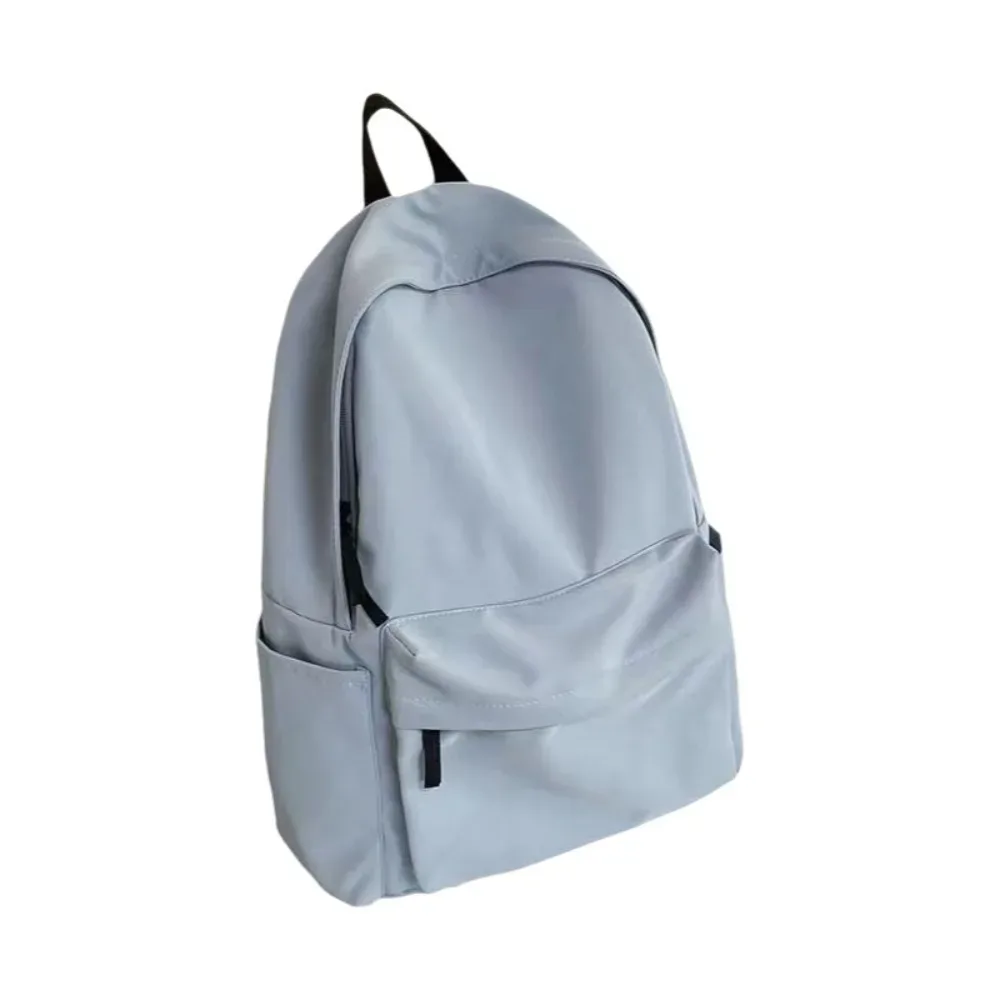 sac à dos d'étudiant moderne de grande capacité, sac d'école décontracté en nylon, couleur unie, bretelles réglables, sac de voyage, école