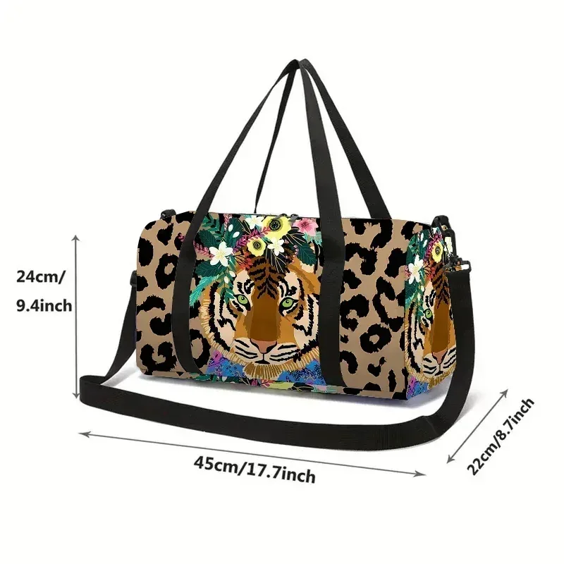 sac de voyage grande capacité léopard tigre pour garçons et filles – meilleurs cadeaux – sac de sport de voyage 2d dessin animé pour enfants