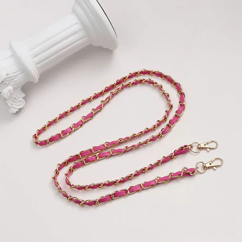 chaîne métal sangle bandoulière robuste boucles dorées maillons alternés couleur multiple usage voyage accessoire remplacement polyvalent