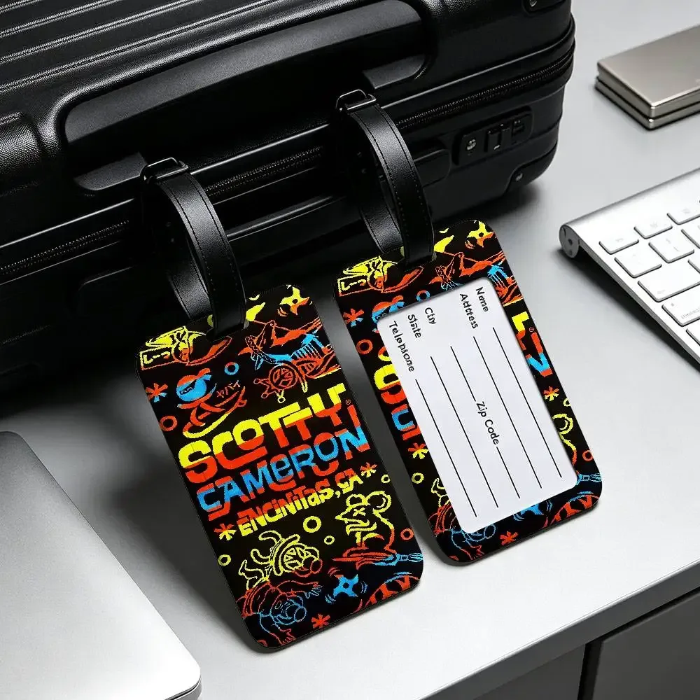 s-scotty c-cameron étiquette d'identification de bagage anti-perte en pvc, porte-carte d'informations amovible, étiquette de bagage de voyage