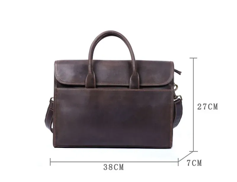 pndme affaires vintage designer crazy horse peau de vache porte-documents pour hommes décontracté bureau travail en cuir véritable avocat sac à main pour ordinateur portable