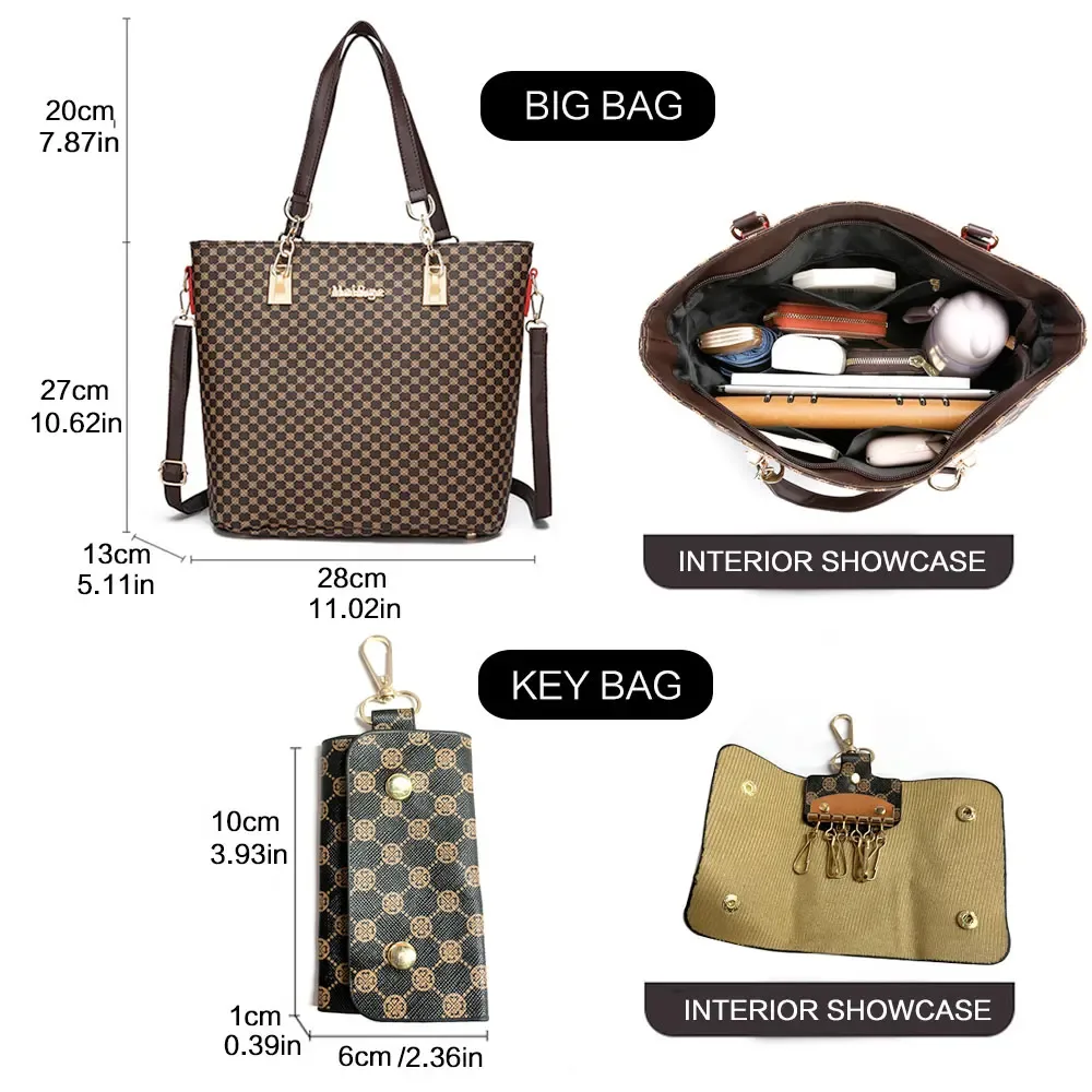 ensemble de sacs fourre-tout de grande capacité pour femmes, 6 pièces, sac à bandoulière tendance, sac à bandoulière minimaliste imprimé floral, sacs à main pour femmes