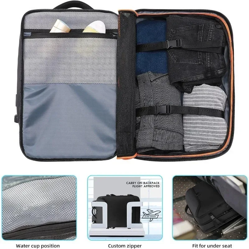 sac à dos de voyage extensible de 40l à 50l avec 3 cubes d'emballage, pour ordinateur portable de 17.3 pouces, grande capacité, pour hommes et femmes