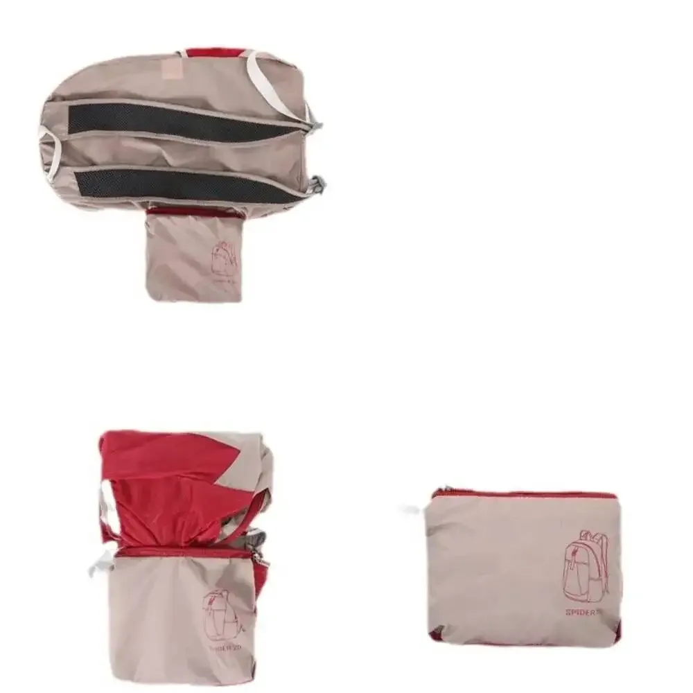 sac dos polyester gris clair rouge vif étoile stylisée pliable compact normcore minimaliste voyage loisir
