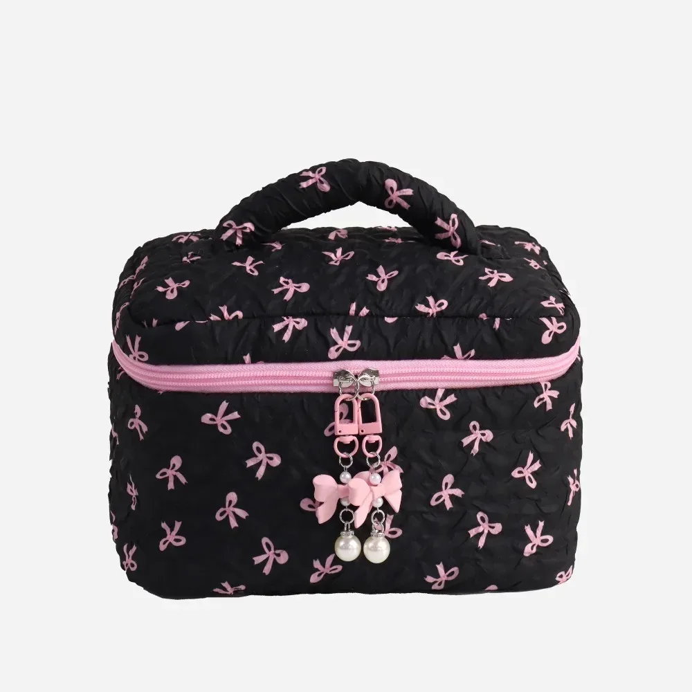 sac à cosmétiques imprimé grande capacité, rangement de documents roses, pochette de maquillage en poudre, sac de voyage, mode, bow107