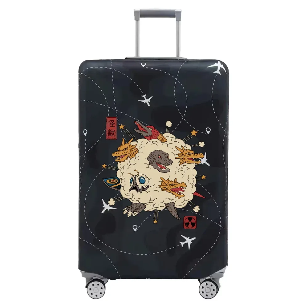 housse valise tissu extensible noire motif ramen bacon dessin animé voyage protection valise taille s m xl