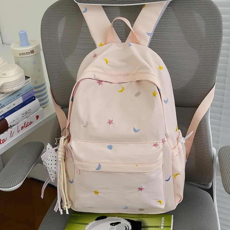 Sac à dos Y2K mignon et esthétique, léger, idéal pour les voyages, en nylon, décontracté, imperméable, pour adolescentes et étudiantes.