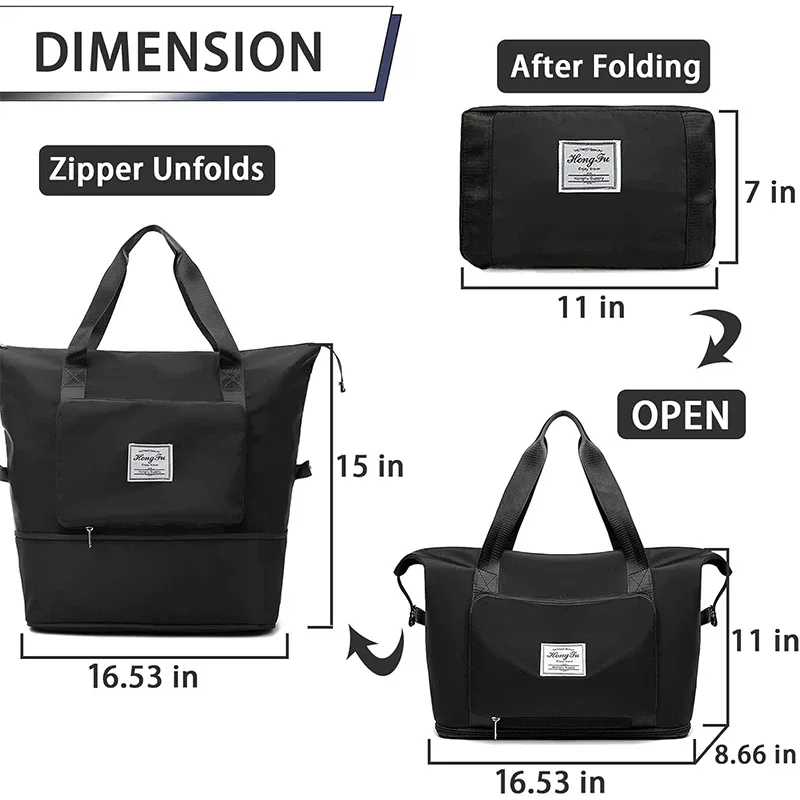 sac de voyage pliable et extensible, sac à bagages étanche de grande capacité, sac fourre-tout, sac à bagages de voyage adapté au camping du week-end