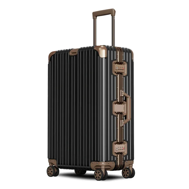 valise aluminium silencieuses toupies poignée confortable 360 degres roues cadre renforce traction alliage élégante voyage grande taille