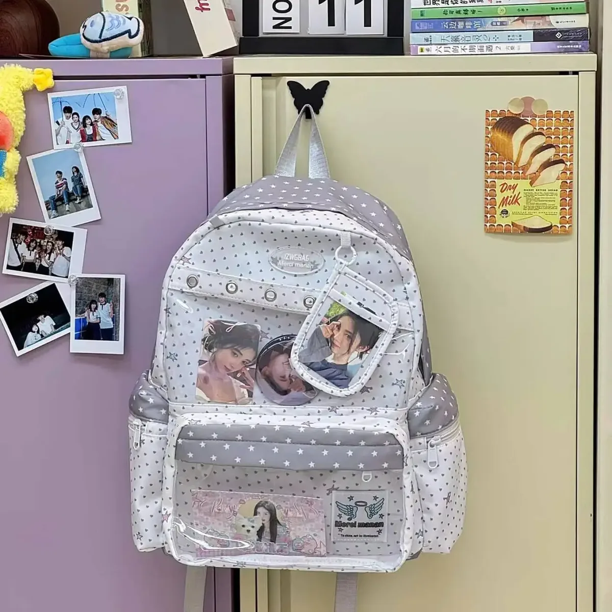 nouveau sac à dos ita y2k mignon à étoiles et pois grande capacité pour étudiants, sac d'école personnalisable, sac à dos d'extérieur décontracté pour voyage