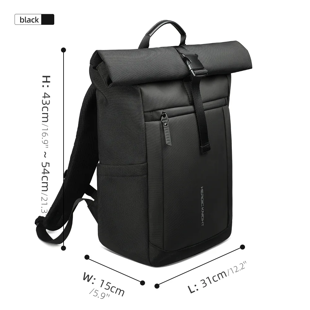 heroic knight – sac à dos de luxe pour hommes, sac d'école étanche pour ordinateur portable de 15.6 pouces, sac de travail antivol, sac de voyage polyvalent