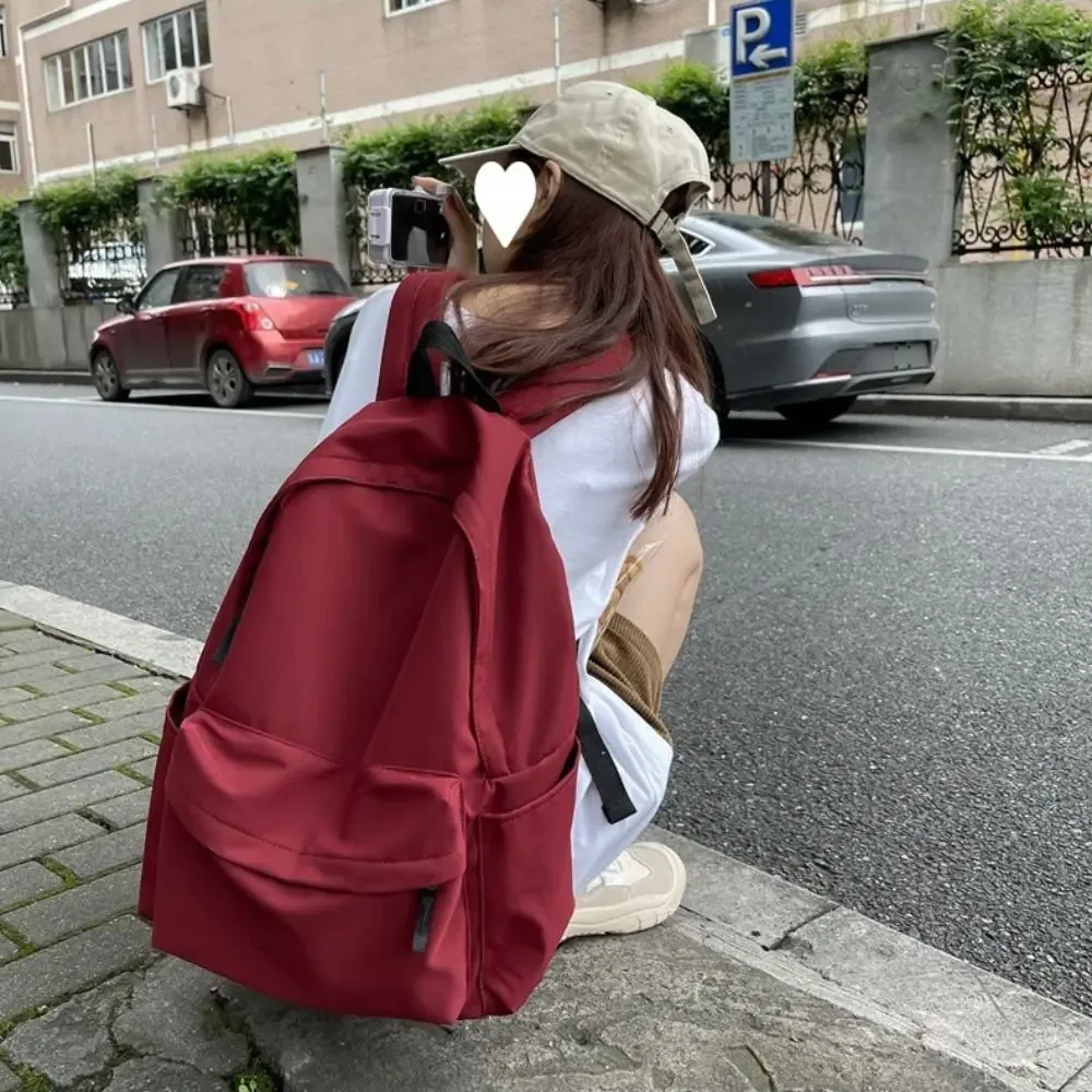 sac à dos polyvalent en nylon, noir, gris, blanc, rouge, sac de voyage étanche, grande capacité, sac d'ordinateur lavable, sac d'école unisexe