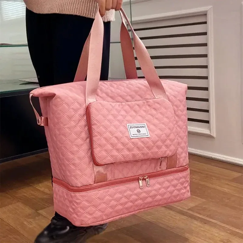 sac de voyage de grande capacité avec compartiment à chaussures indépendant, sac de week-end, sac de voyage pliable pour la salle de sport, le yoga et les voyages