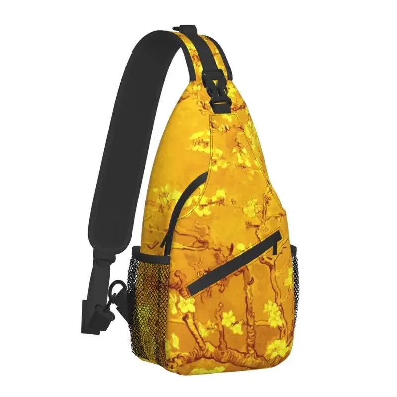 sac à dos à bandoulière motif fleurs d'amandier pour homme, accessoire décontracté de voyage, motif peinture de vincent van gogh