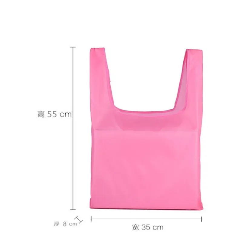 sac à provisions couleur unie écologique pliant réutilisable portable sac à bandoulière polyester pour voyage épicerie sac à provisions solide