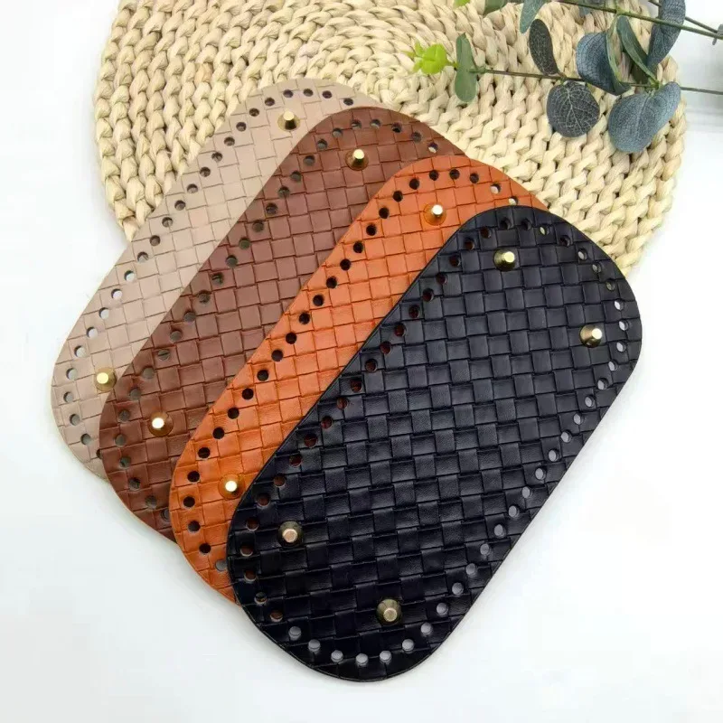 base de sac en similicuir multicolore à motif tissé avec trous pour rivets, accessoire de bricolage fait main, base de sac polyvalente pour les passionnés de bricolage, idéale pour la création de sacs à bandoulière et de sacs sous le bras.