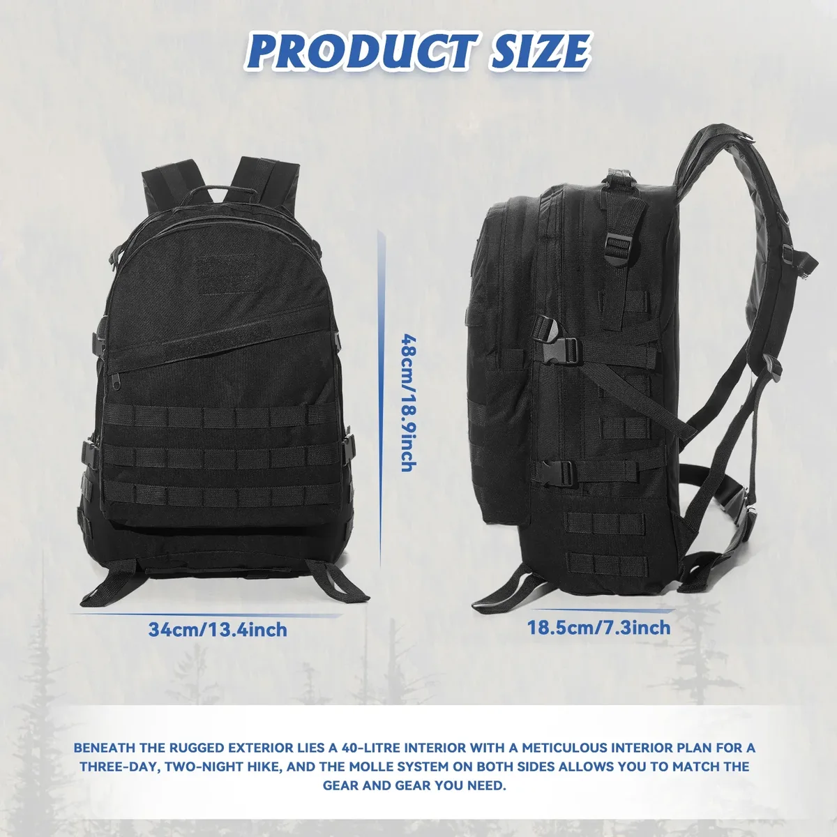 40l sacs à dos tactiques militaires molle armée assaut pack sacs à dos imperméables avec patch 3 jours bug out sac randonnée trekking sac à dos