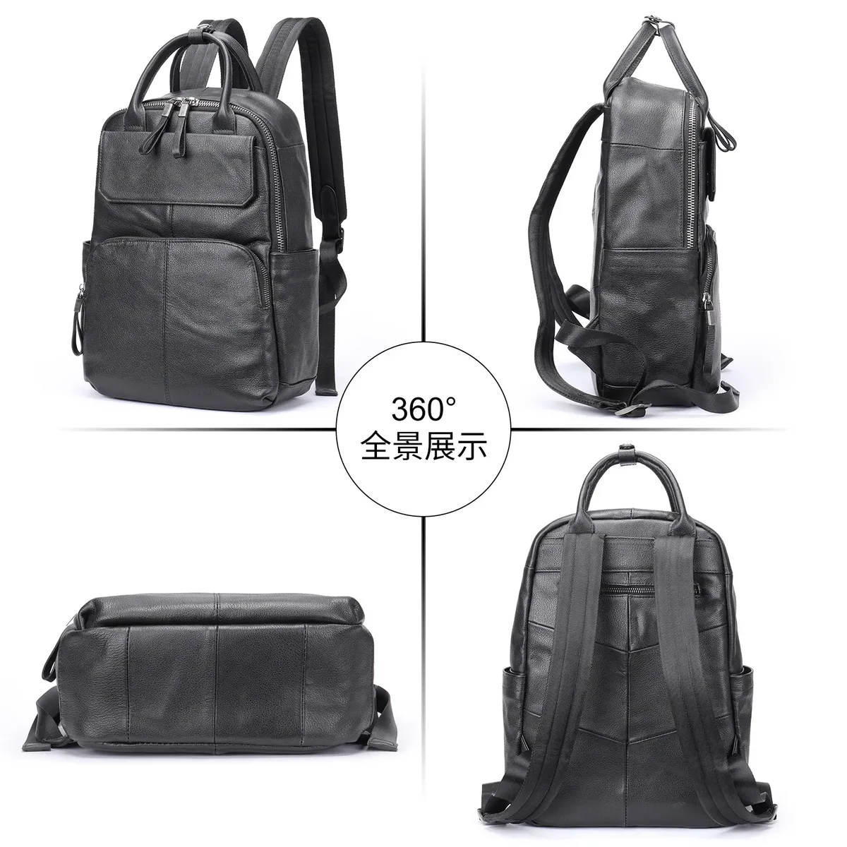 sac à dos en cuir véritable pour homme, grande capacité, sac de voyage d'affaires en cuir pleine fleur, pour le travail, les trajets quotidiens et les loisirs