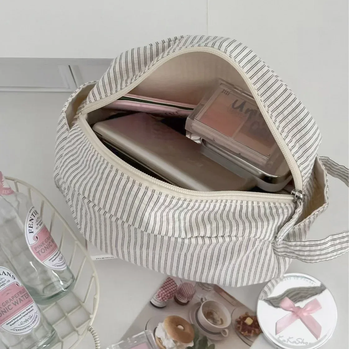 sac de rangement en tissu simple pour les voyages et les déplacements professionnels, trousse de toilette de grande capacité, trousse à maquillage à motifs de style décontracté, nouveau modèle