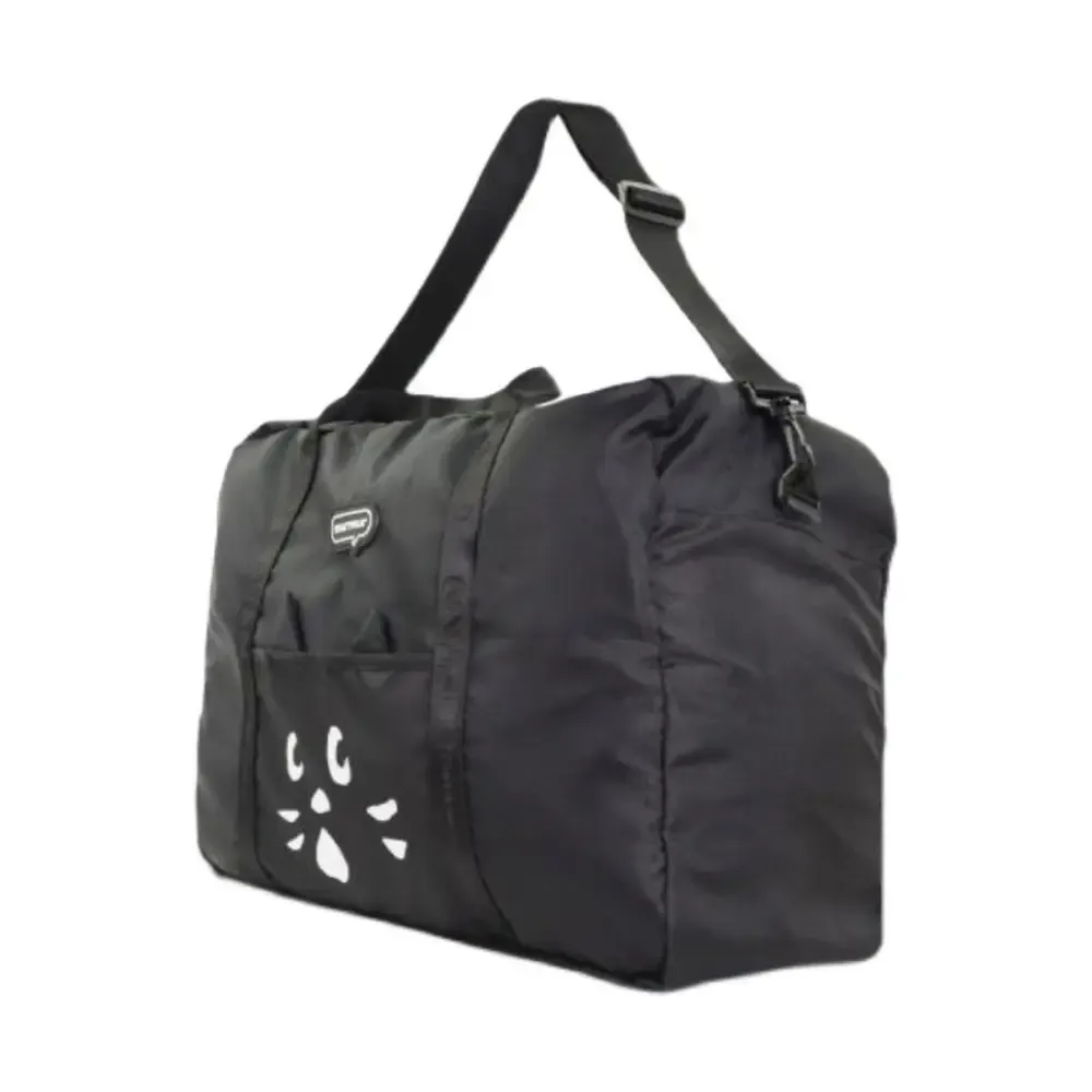 sac à bandoulière en nylon motif chat de dessin animé, sac de voyage portable avec séparation humide/sèche, sac de voyage durable en nylon.