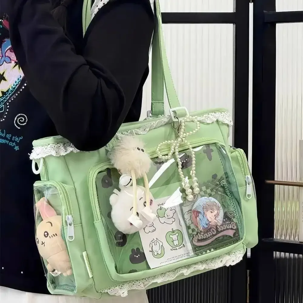 y2k mignon japonais ins ita sac lolita fille fourre-tout transparent sac à bandoulière grande capacité sac à bandoulière décontracté bricolage affichage sacs à main