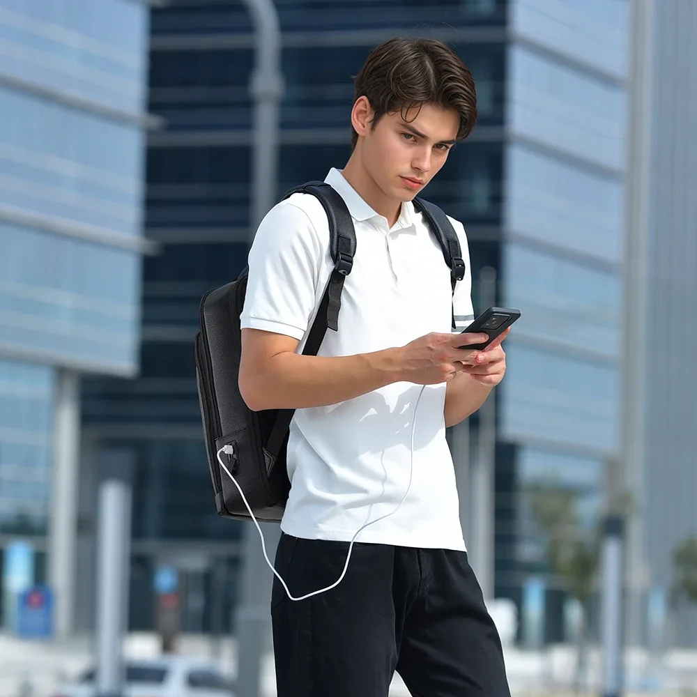 nouveau sac à dos en cuir véritable pour homme avec port usb, grande capacité, sac pour ordinateur, sac à dos de voyage multifonctionnel tendance, 100% cuir de vache