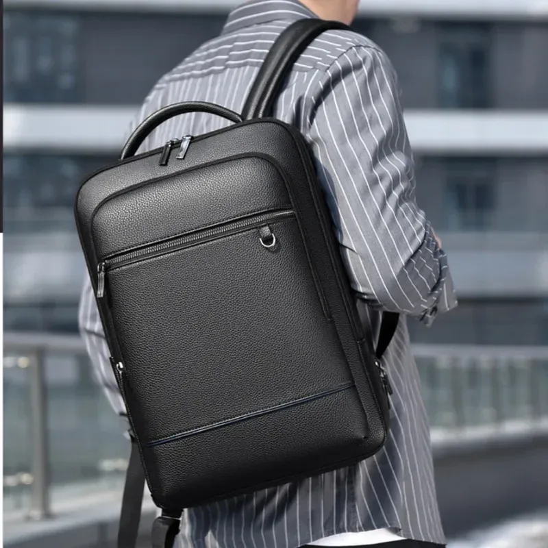sac à dos exécutif hommes sacoche en cuir pu usb charge porte-documents bureau voyage ordinateur portable bureau affaires épaule sac à dos mâle