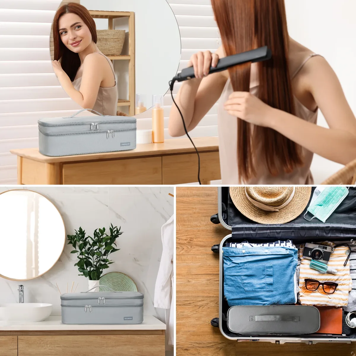 mallette de transport de voyage à double couche, sac de rangement d'accessoires de rêves, sac d'évaluation portable, volumateur de sèche-cheveux en une étape, brosse à air chaud